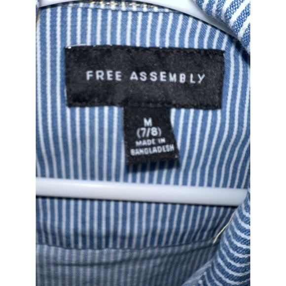 Free Assembly Girls Cut Off Striped Denim Jacket Girls 14-16 - Picture 2 of 4